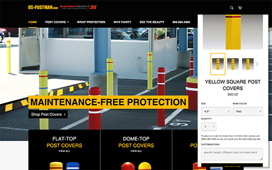 Home page (desktop, full) and product page (mobile, vertical) views of shop for Street Smart Solutions in Las Vegas, NV